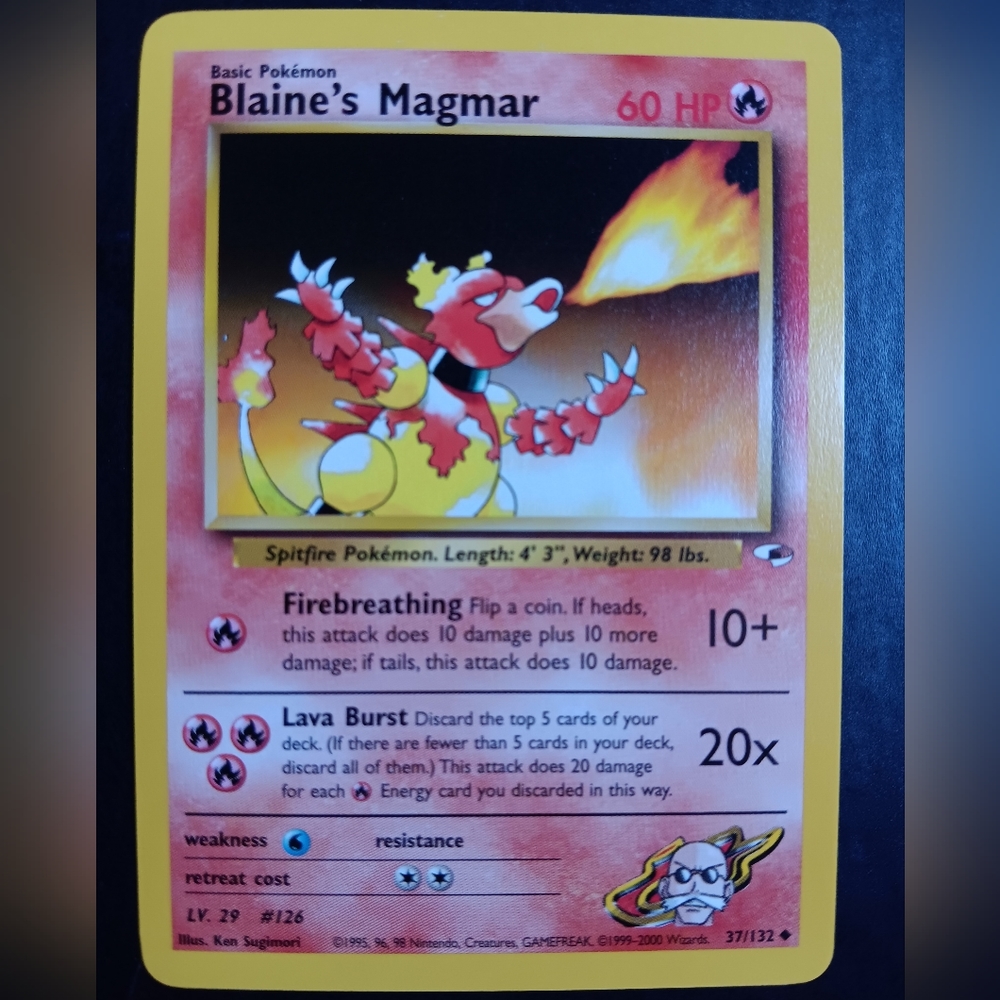 Blaine's Magmar Pokemon Card - Gym Heroes - NO. 37/132 Uncommon Non-Holo